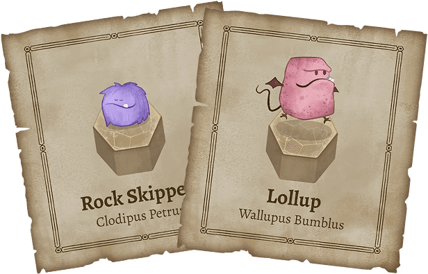 Two cards with characters